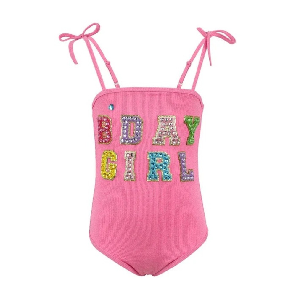 Lola + The Boys Pink BDAY GIRL One Piece Swimsuit